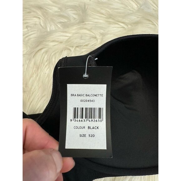 Avenue Basic Black Balconette Bra Size 52D Underwire Wide Strap New W Tag - Picture 6 of 6